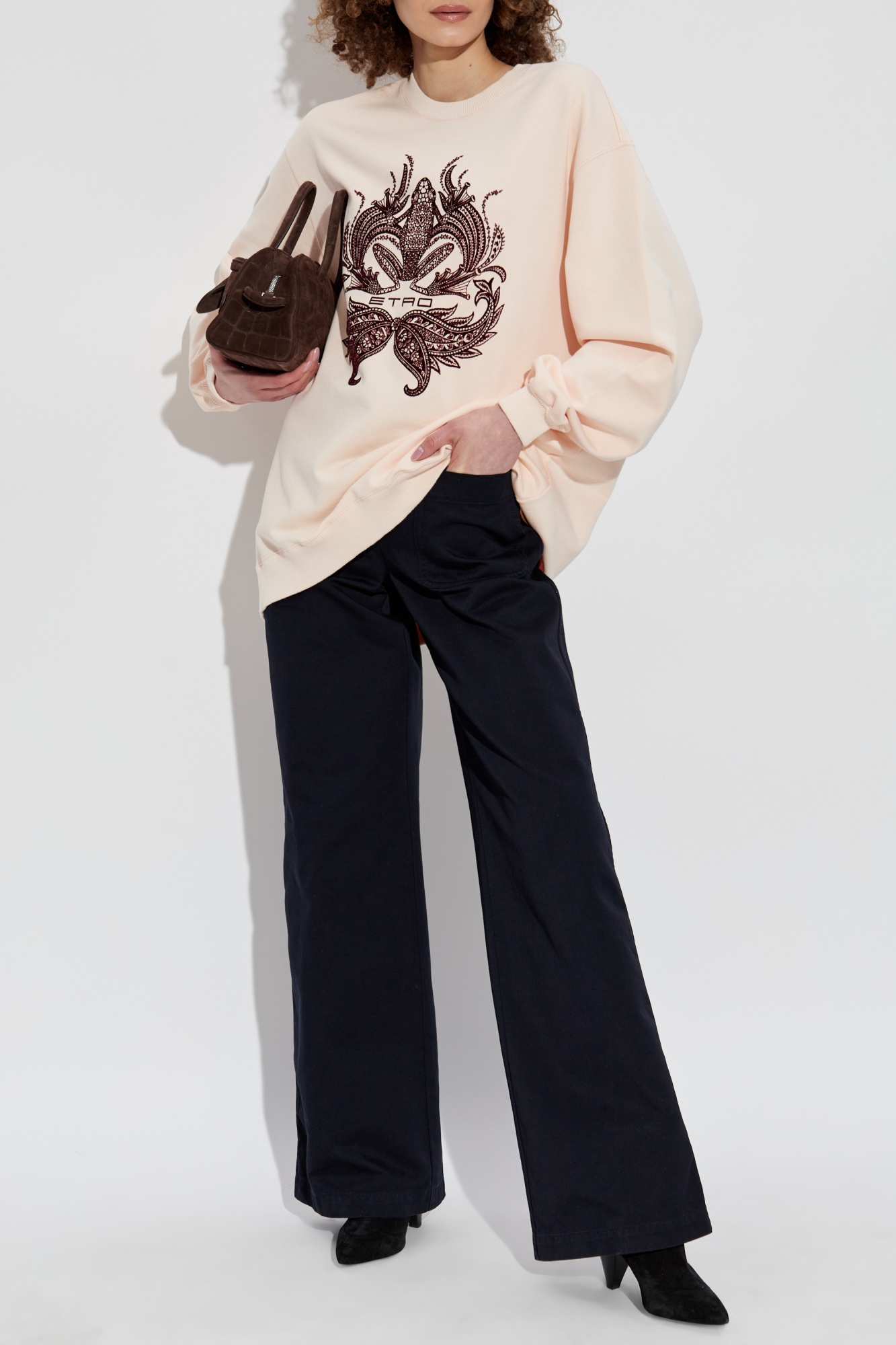 ETRO フラワープリント スウェット RE730 トレーナー スウェット Flower embroidery wide